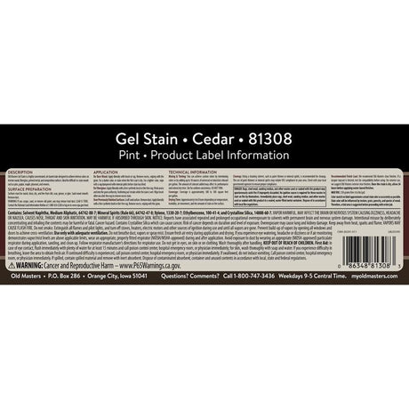 Old Masters Semi-Transparent Cedar Oil-Based Alkyd Gel Stain 1 pt
