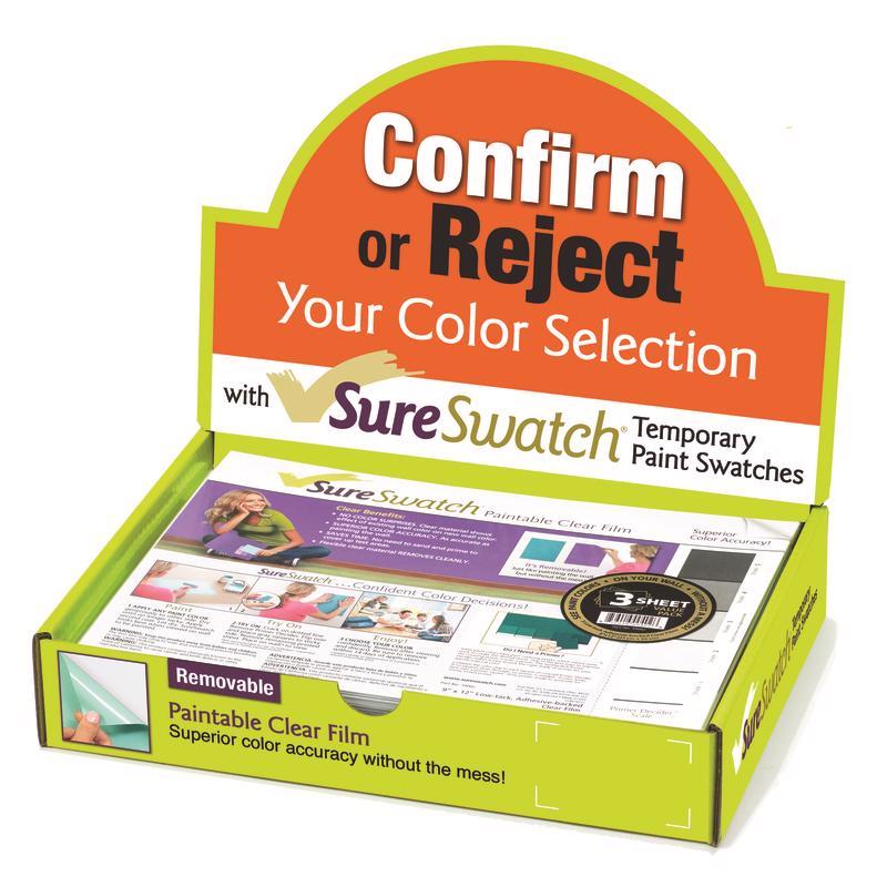 SureSwatch 9 in. W X 12 in. L Clear Plastic Paint & Stick Paint Samples