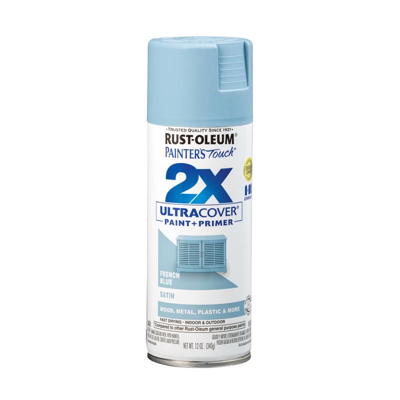 Rust-Oleum Painter's Touch 2X Ultra Cover Satin French Blue Paint+Primer Spray Paint 12 oz