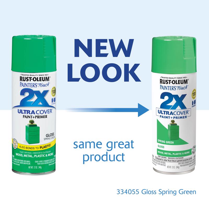 Rust-Oleum Painter's Touch 2X Ultra Cover Gloss Spring Green Paint+Primer Spray Paint 12 oz