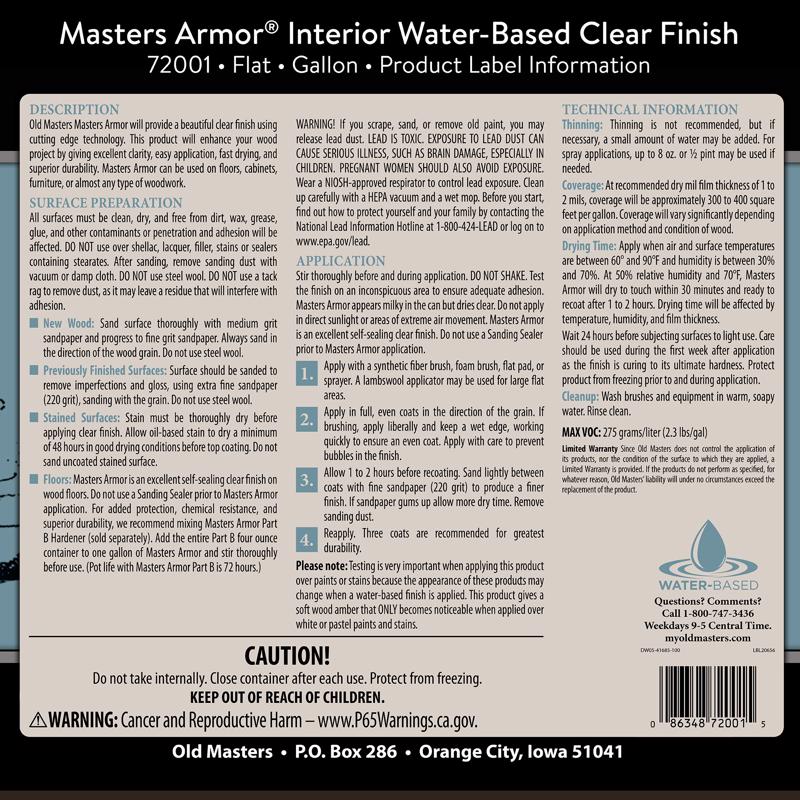 Old Masters Masters Armor Flat Clear Water-Based Floor Finish 1 gal