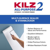 KILZ White Flat Water-Based Acrylic Stain Blocking Primer 1 qt