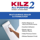 KILZ White Flat Water-Based Acrylic Stain Blocking Primer 1 qt