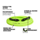 Flexzilla Pro 25 ft. L X 1/4 in. D Hybrid Polymer Air Hose 300 psi Zilla Green