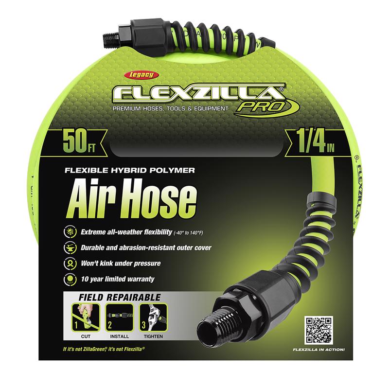 Flexzilla Pro 50 ft. L X 1/4 in. D Hybrid Polymer Air Hose 300 psi Zilla Green