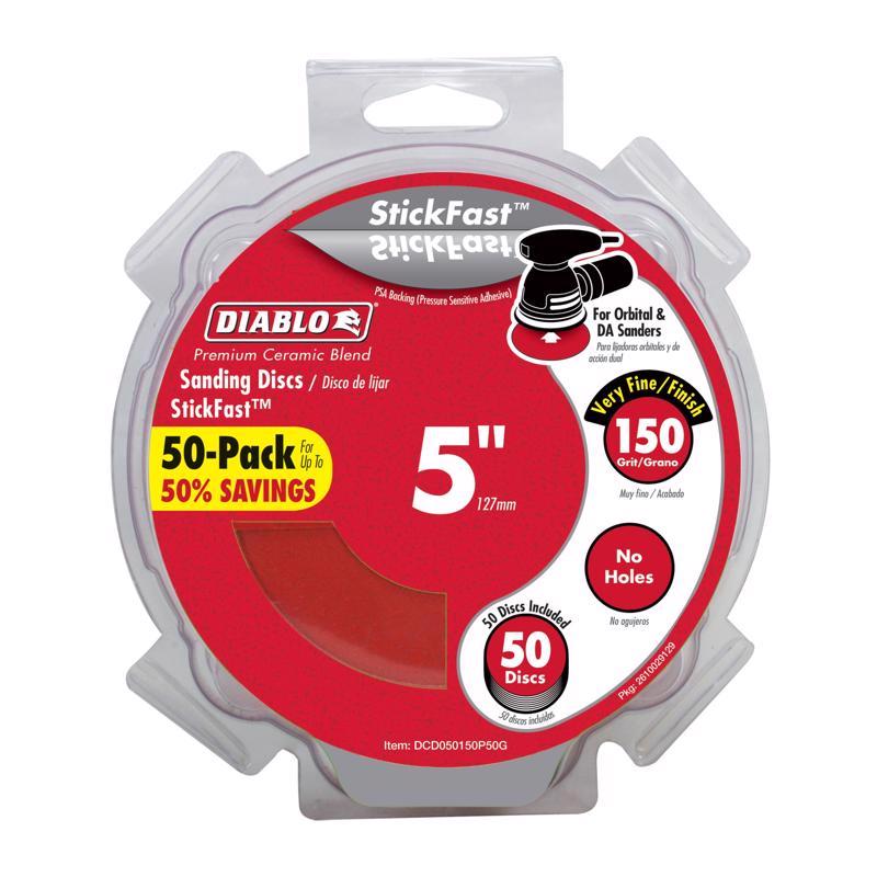 Diablo StickFast 5 in. Ceramic Blend Adhesive Sanding Disc 150 Grit Very Fine 50 pk