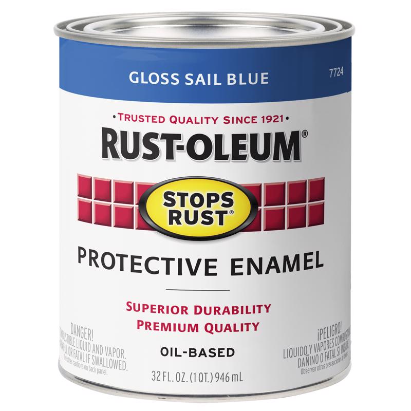 Rust-Oleum Stops Rust Indoor and Outdoor Gloss Sail Blue Oil-Based Protective Paint 1 qt