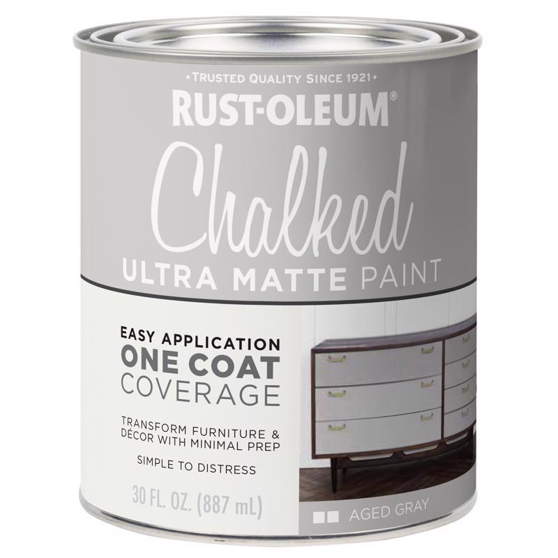 Rust-Oleum Chalked Ultra Matte Aged Gray Water-Based Acrylic Chalk Paint 30 oz