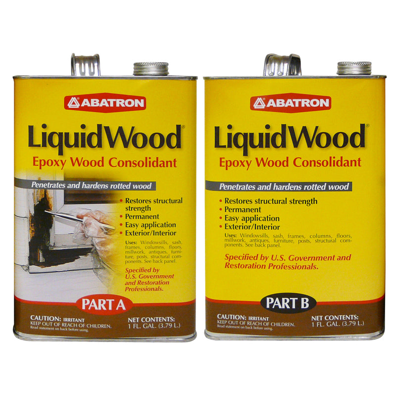 Abatron LiquidWood Kit - 2 Gallon - 2-Part Structural Wood Epoxy Resin - Wood Hardener and Consolidant - Perfect Primer for WoodEpox Epoxy Wood Filler