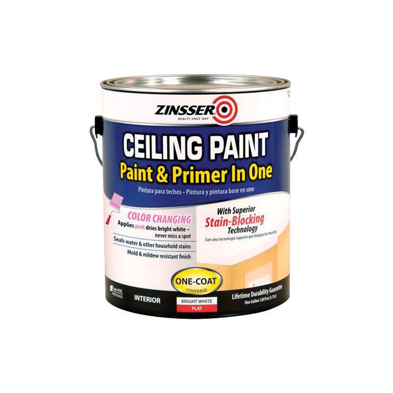 Zinsser Flat Bright White Water-Based Ceiling Paint and Primer in One Interior 1 gal