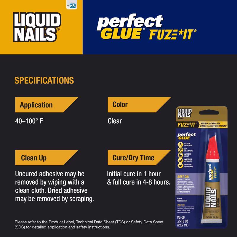 Liquid Nails Fuze-It High Strength Hybrid Adhesive Perfect Glue 0.75 oz