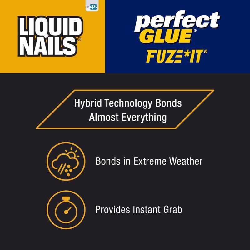 Liquid Nails Fuze-It High Strength Hybrid Adhesive Perfect Glue 0.75 oz