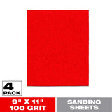 Diablo 9 in. L X 11 in. W 100 Grit Aluminum Oxide Sanding Sheet 4 pk