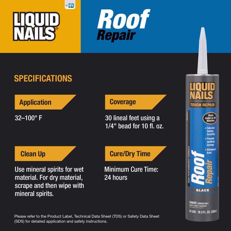 Liquid Nails Tough Repair Black Latex Caulk Sealant 10.3 oz