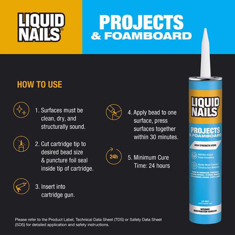 Liquid Nails Projects & Foamboard High Strength Latex Adhesive 10 oz