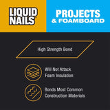 Liquid Nails Projects & Foamboard High Strength Latex Adhesive 10 oz