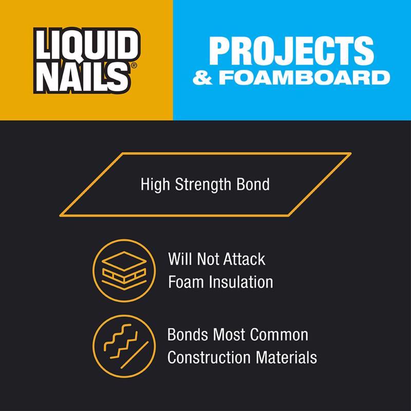 Liquid Nails Projects & Foamboard High Strength Latex Adhesive 10 oz