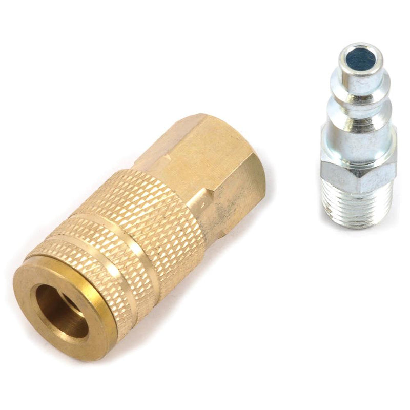 Forney Brass/Steel Air Coupler and Plug Set 1/4 in. Male/Female X 1/4 in. 2 pc