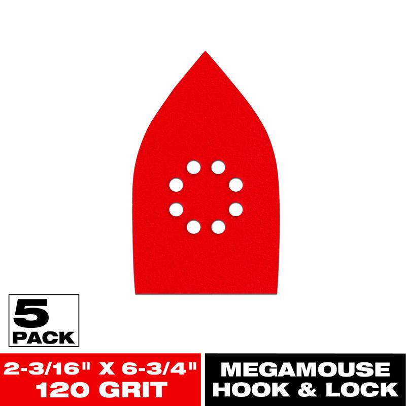 Diablo MegaMouse 4-3/16 in. Aluminum Oxide Hook and Lock Sanding Sheets 120 Grit Medium 5 pk