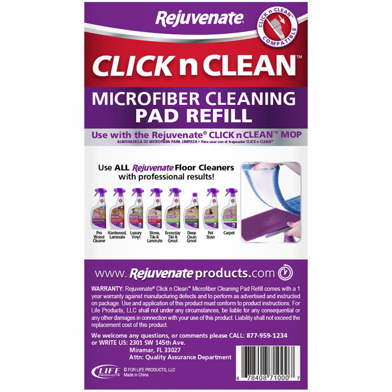 Rejuvenate Click N Clean 17 in. Cleaning Microfiber Mop Refill 1 pk