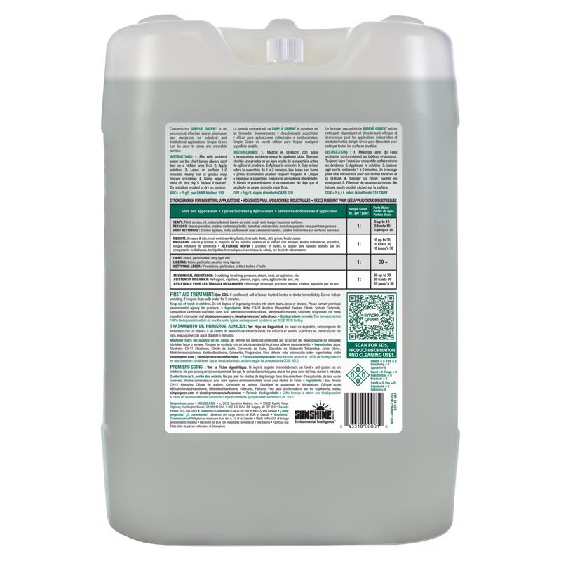 Simple Green Sassafras Scent Cleaner and Degreaser 5 gal Liquid