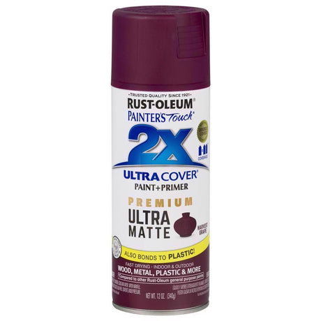 Rust-Oleum Painter's Touch 2X Ultra Cover Ultra Matte Harvest Grape Paint+Primer Spray Paint 12 oz