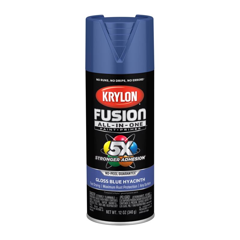 Krylon Fusion All-In-One Gloss Blue Hyacinth Paint+Primer Spray Paint 12 oz
