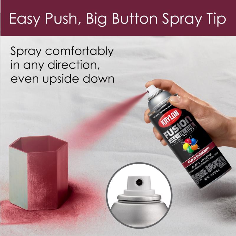 Krylon Fusion All-In-One Gloss Burgundy Paint+Primer Spray Paint 12 oz