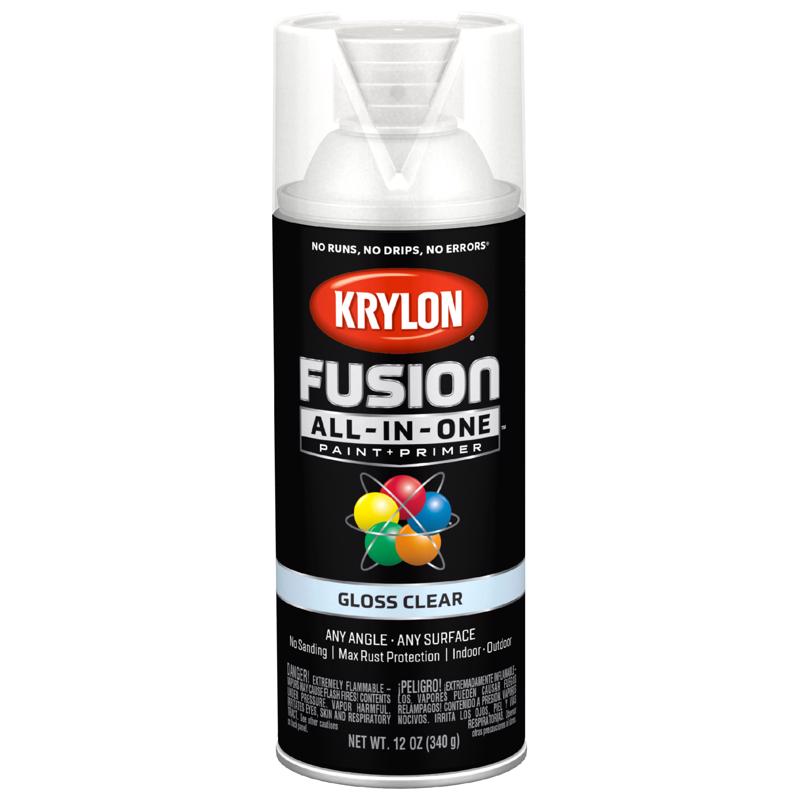 Krylon Fusion All-In-One Gloss Clear Paint+Primer Spray Paint 12 oz