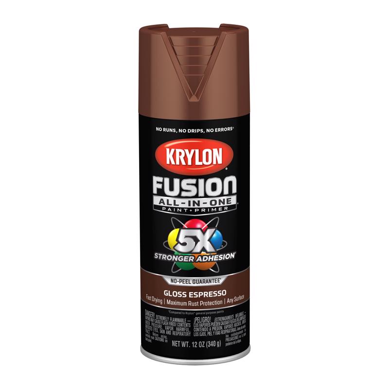 Krylon Fusion All-In-One Gloss Espresso Paint+Primer Spray Paint 12 oz