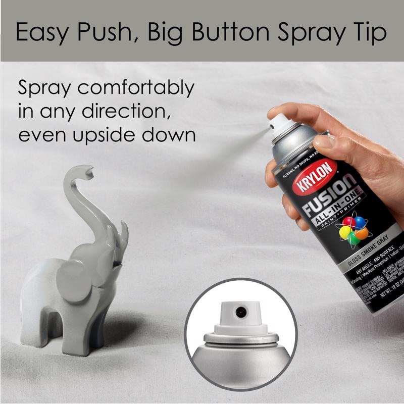 Krylon Fusion All-In-One Gloss Smoke Gray Paint+Primer Spray Paint 12 oz