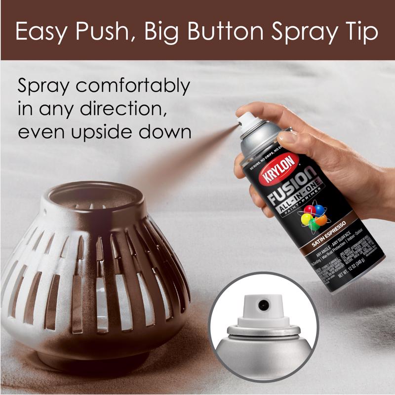 Krylon Fusion All-In-One Satin Espresso Paint+Primer Spray Paint 12 oz