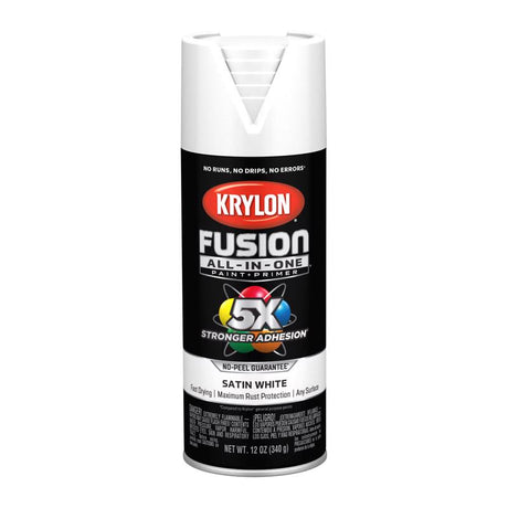 Krylon Fusion All-In-One Satin White Paint+Primer Spray Paint 12 oz