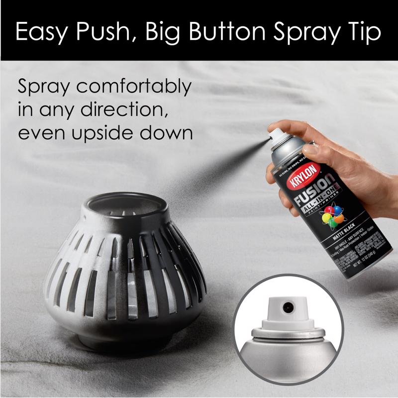 Krylon Fusion All-In-One Matte Black Paint+Primer Spray Paint 12 oz