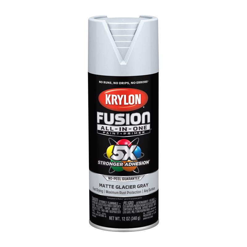 Krylon Fusion All-In-One Matte Glacier Gray Paint+Primer Spray Paint 12 oz