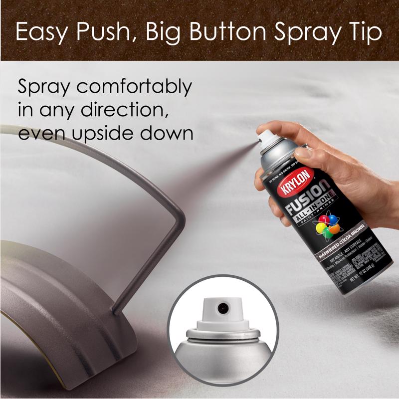 Krylon Fusion All-In-One Hammered Cocoa Brown Paint+Primer Spray Paint 12 oz