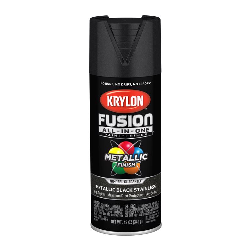 Krylon Fusion All-In-One Metallic Black Stainless Steel Paint+Primer Spray Paint 12 oz