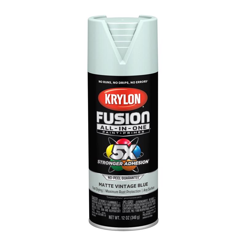 Krylon Fusion All-In-One Matte Vintage Blue Paint+Primer Spray Paint 12 oz