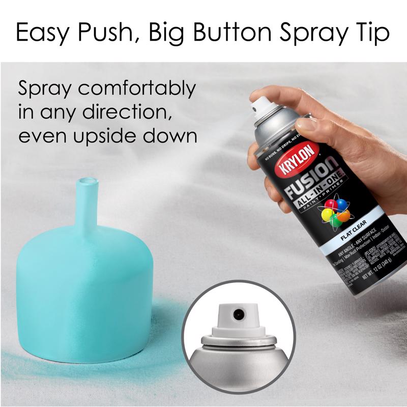 Krylon Fusion All-In-One Flat Clear Paint+Primer Spray Paint 12 oz