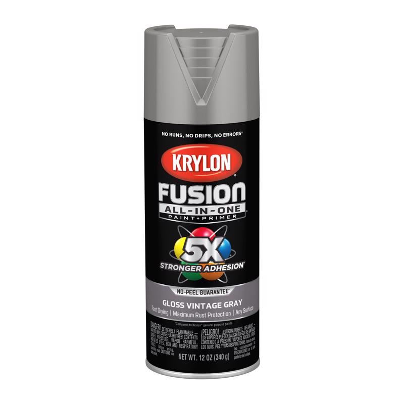 Krylon Fusion All-In-One Gloss Vintage Gray Paint+Primer Spray Paint 12 oz