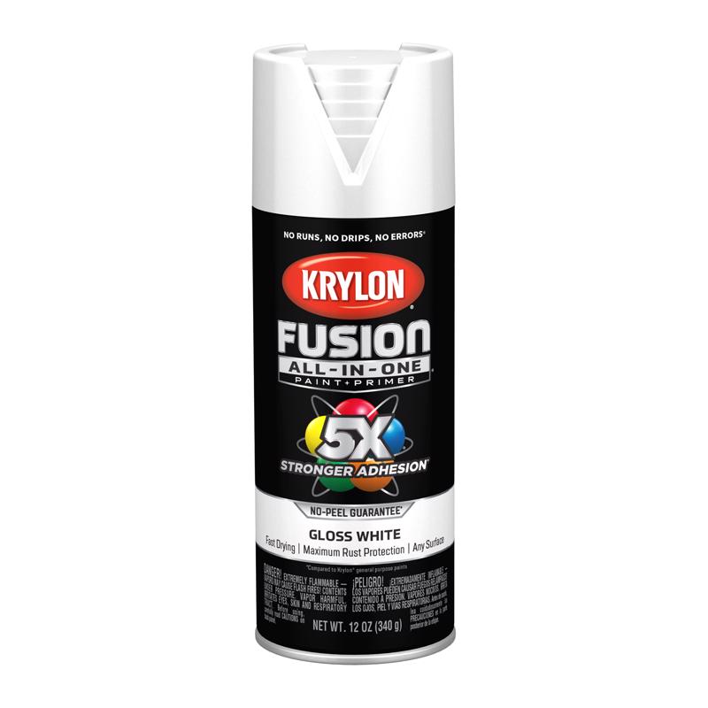 Krylon Fusion All-In-One Gloss White Paint+Primer Spray Paint 12 oz