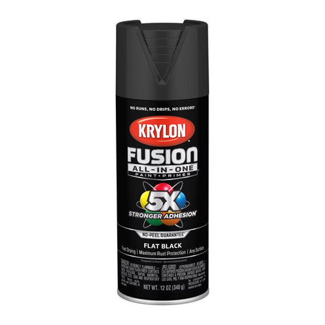 Krylon Fusion All-In-One Flat Black Paint+Primer Spray Paint 12 oz