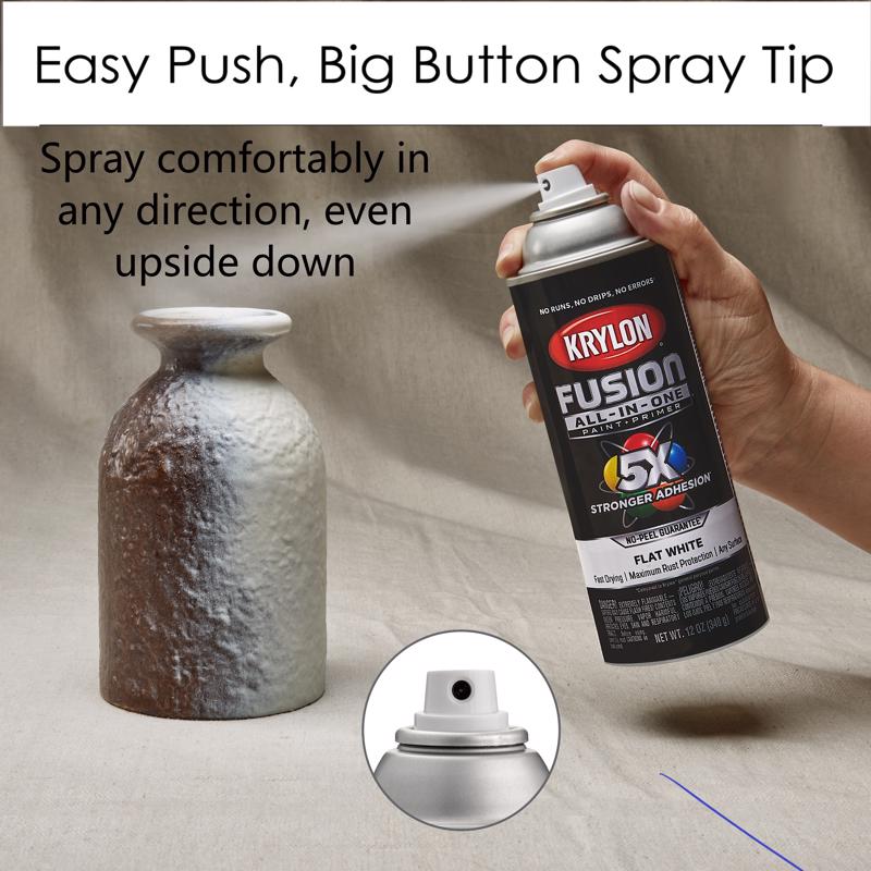 Krylon Fusion All-In-One Flat White Paint+Primer Spray Paint 12 oz