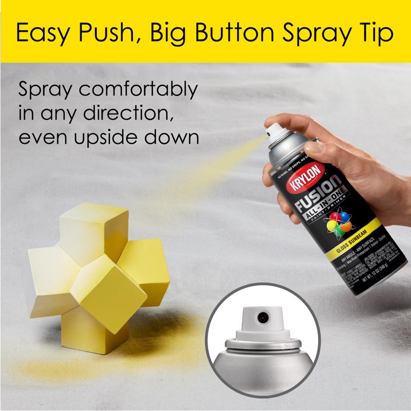 Krylon Fusion All-In-One Gloss Sunbeam Paint+Primer Spray Paint 12 oz