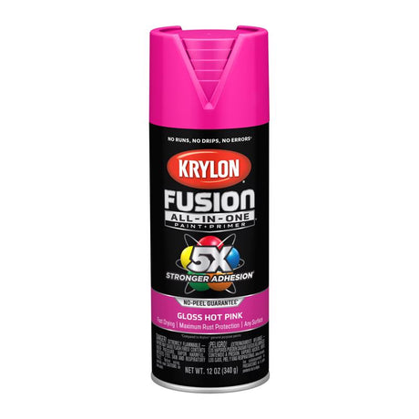 Krylon Fusion All-In-One Gloss Hot Pink Paint+Primer Spray Paint 12 oz