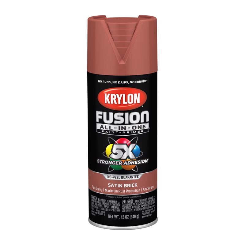 Krylon Fusion All-In-One Satin Brick Paint+Primer Spray Paint 12 oz