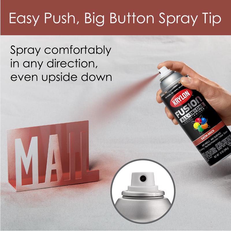 Krylon Fusion All-In-One Satin Brick Paint+Primer Spray Paint 12 oz