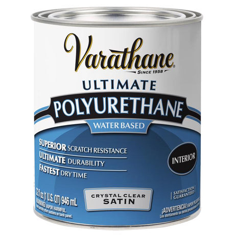 Varathane Ultimate Satin Crystal Clear Water-Based Polyurethane 1 qt