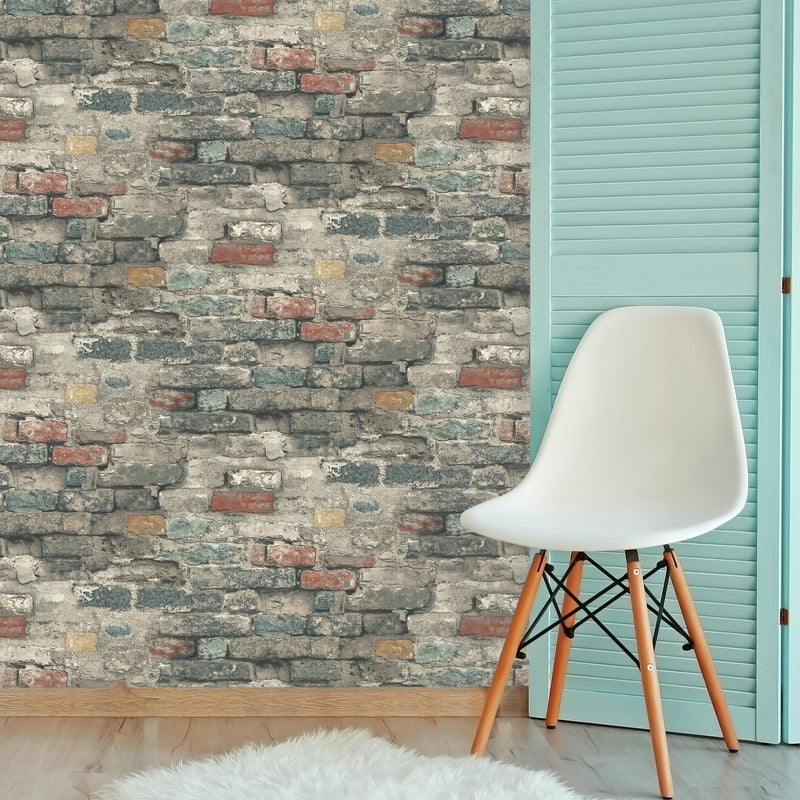 RoomMates 20.5 in. H X 16.5 ft. L Brick Alley Vinyl Peel and Stick Wallpaper