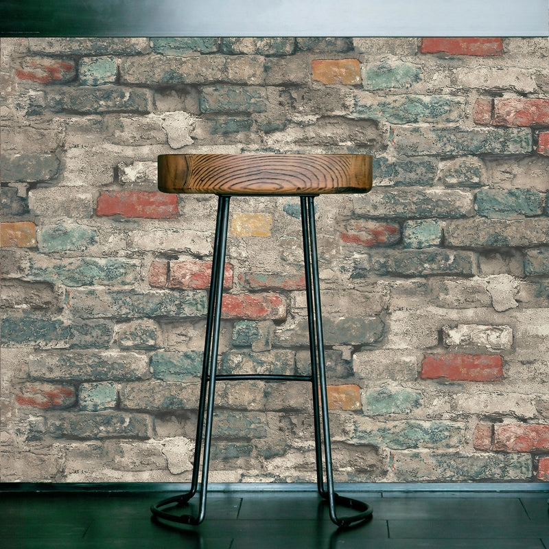 RoomMates 20.5 in. H X 16.5 ft. L Brick Alley Vinyl Peel and Stick Wallpaper